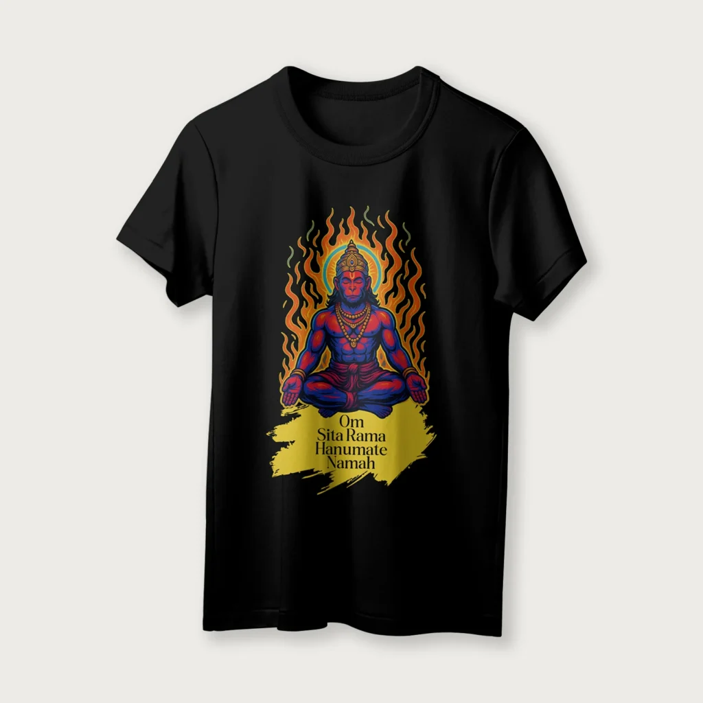 Om Sita Rama Hanumate Namah | English | Unisex T-Shirt | 100% Cotton | Regular Fit | Spiritual Graphic Tee | D1