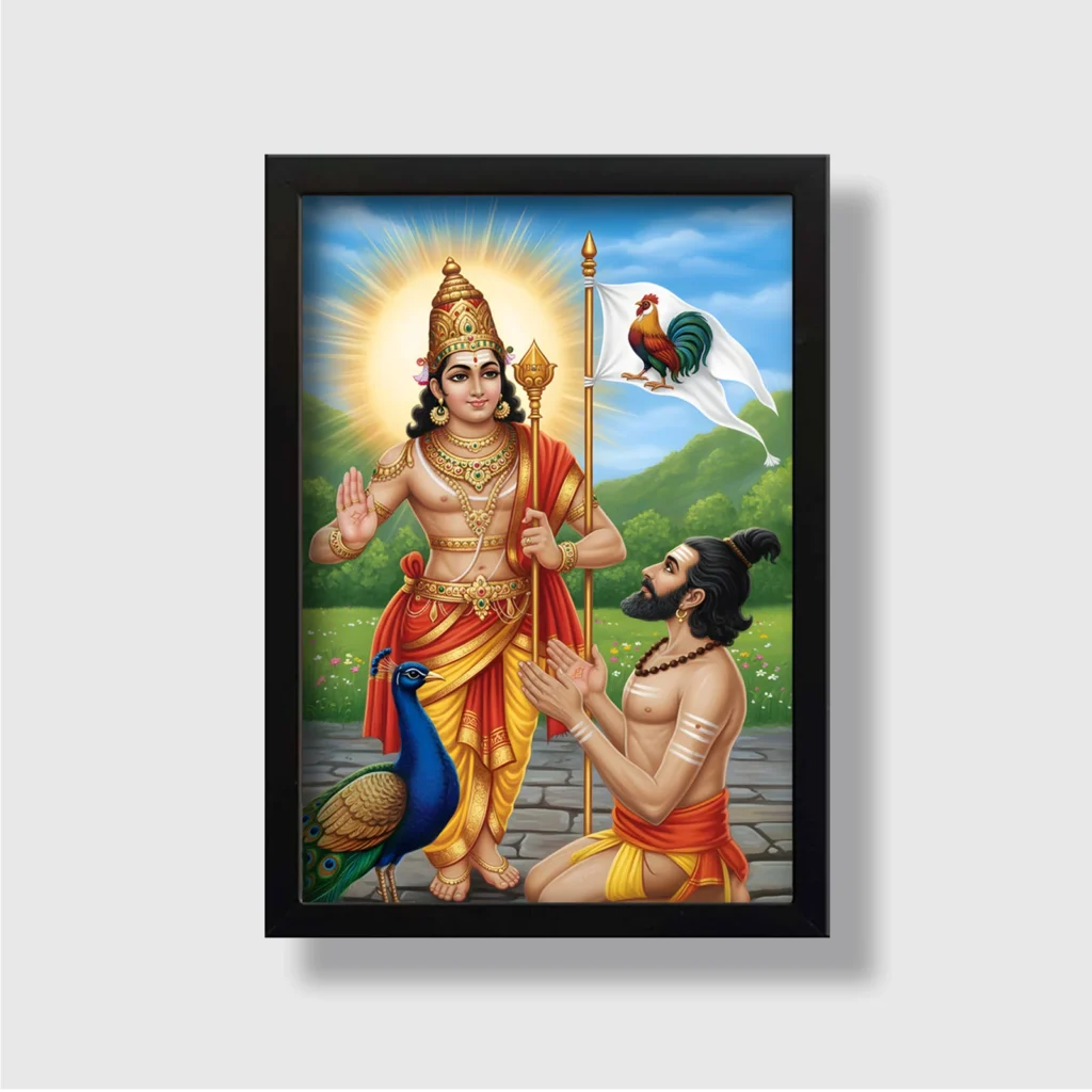 Lord Muruga and Arunagirinathar | Spiritual Guru | Powerful Photo Frame | A3 | A4 | 6x8 inch